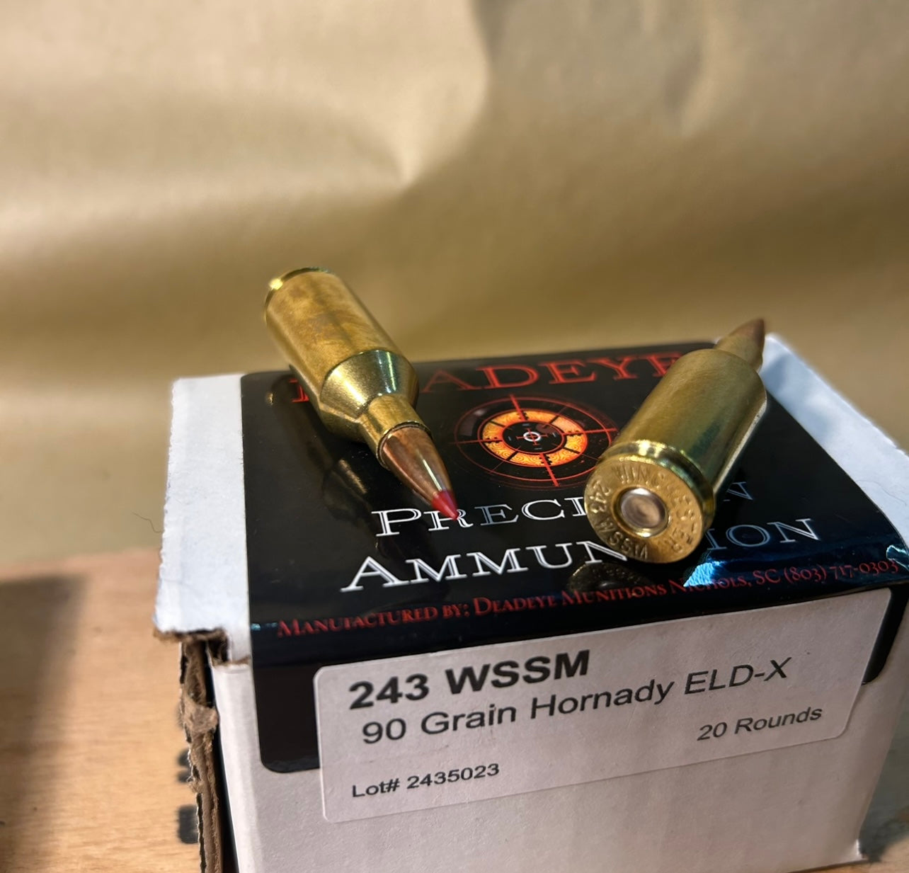 20 Round Box Deadeye .243 WSSM Ammo 90gr Hornady ELD-X