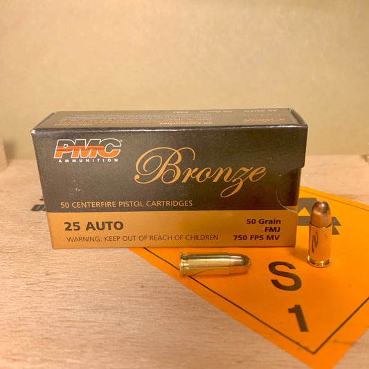 Free Shipping - 1000 Round Case PMC Bronze .25 ACP / Auto Ammo 50gr FMJ - 25A
