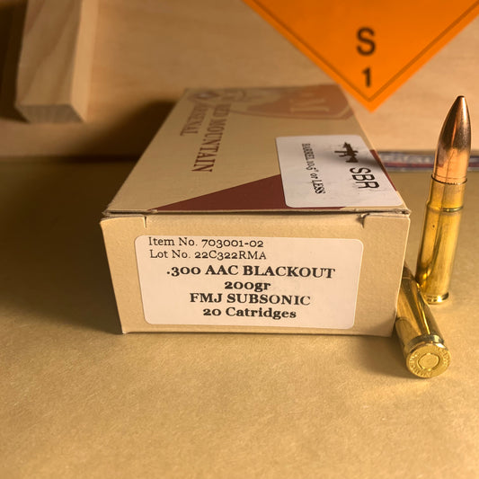 20 Round Box Red Mountain Arsenal .300 AAC Blackout 200gr Lapua Subsonic