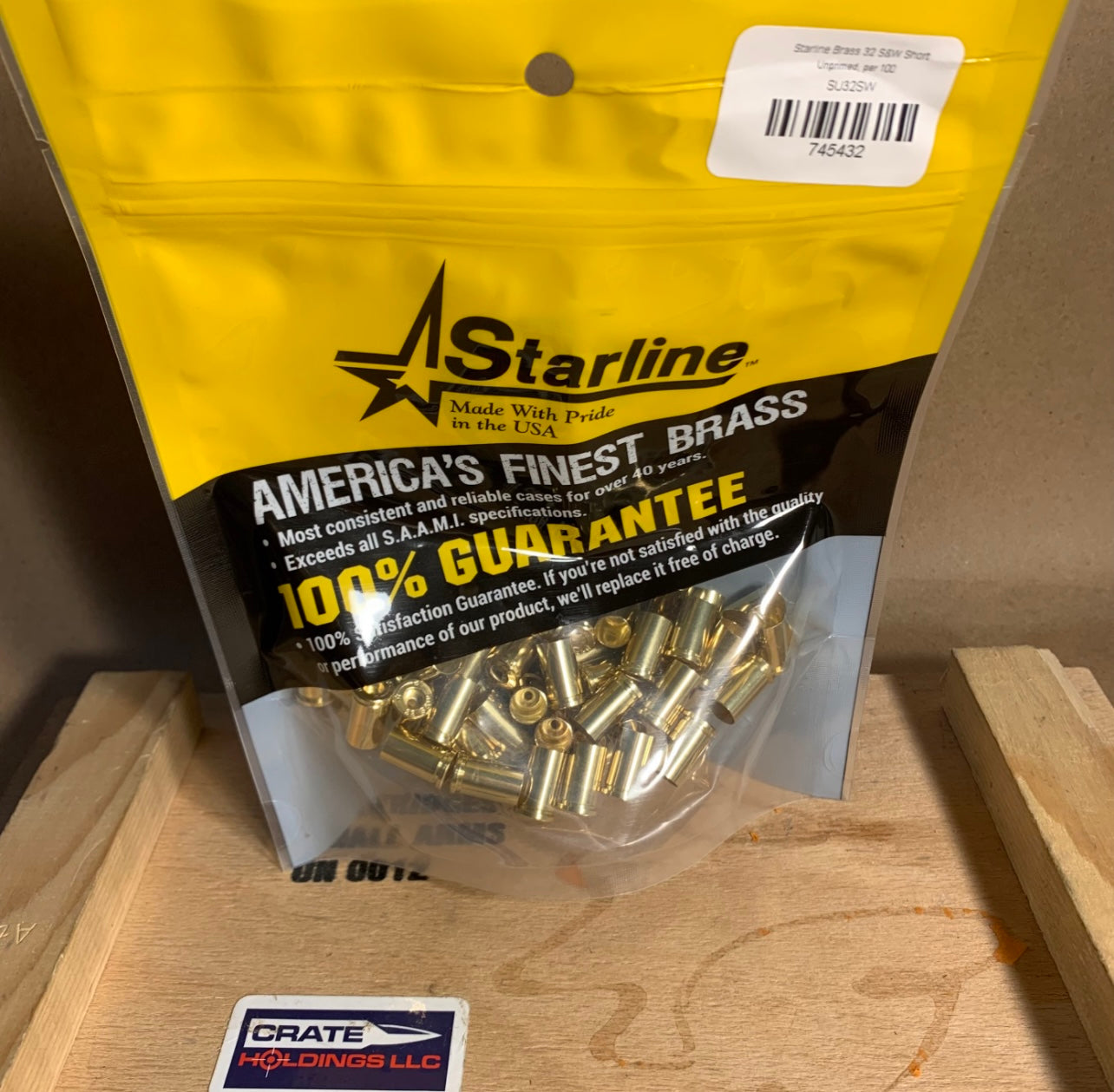 100 Count Bag Starline .32 S&W Short Brass Casings - NEW / UNPRIMED