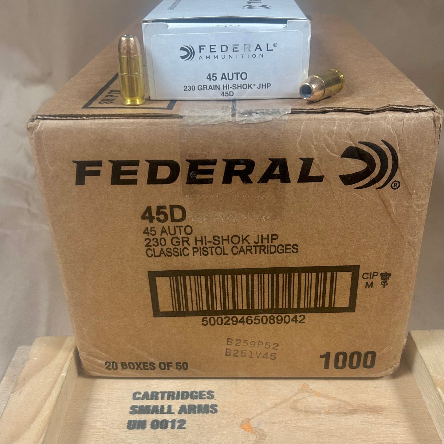 Free Shipping - 1000 Round Case Federal Classic Hi-Shok .45 ACP / Auto Ammo 230gr JHP - 45D