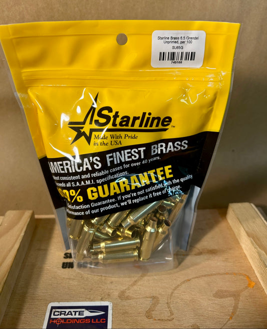 100 Count Bag NEW Starline 6.5 Grendel Brass Casings - Small Primer