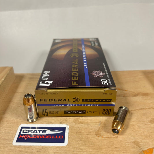 Free Shipping - 500 Rounds Federal HST .45 ACP +P / Auto Ammo 230 Grain HST JHP - P45HST1