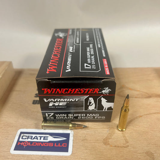 50 Count Box Winchester .17 WSM Ammo 25gr High Energy Varmint Tip -  17wsm - S17W25