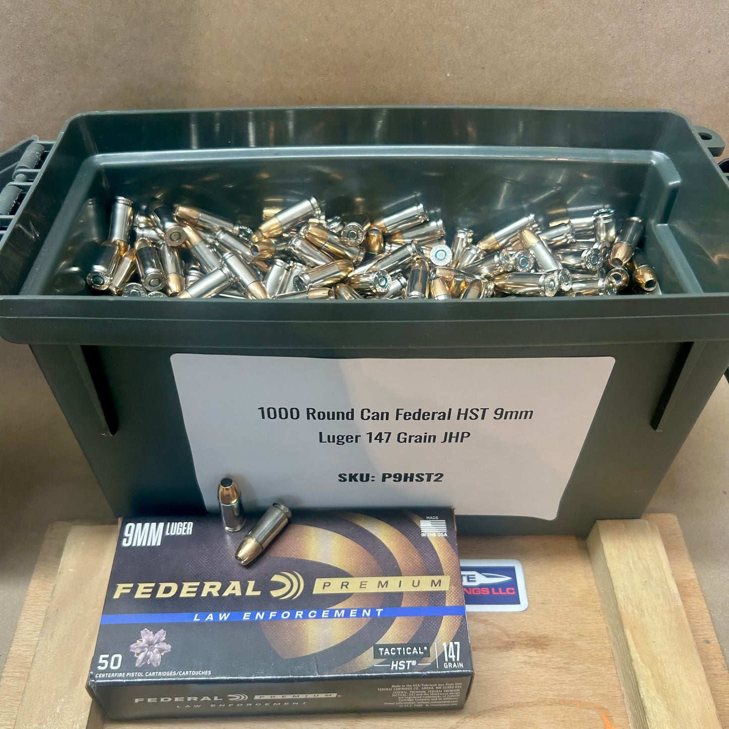 Free Shipping - 1000 Round Can Federal LE HST 9mm Luger Ammo 147gr JHP - P9HST2