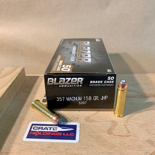 50 Round Box CCI Blazer Brass .357 Magnum Ammo 158gr JHP Brass Case - 5207