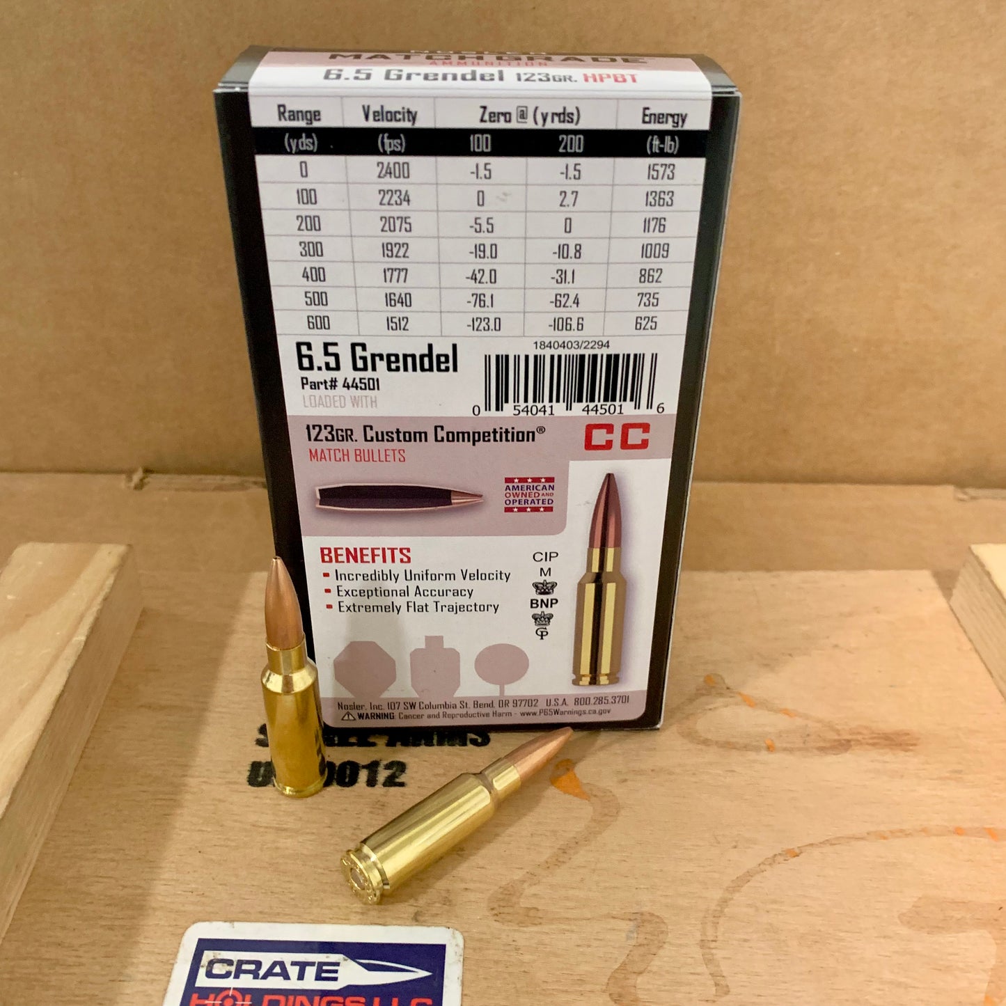20 Round Box Nosler Custom Competition 6.5 Grendel Ammo 123gr HPBT - 44501