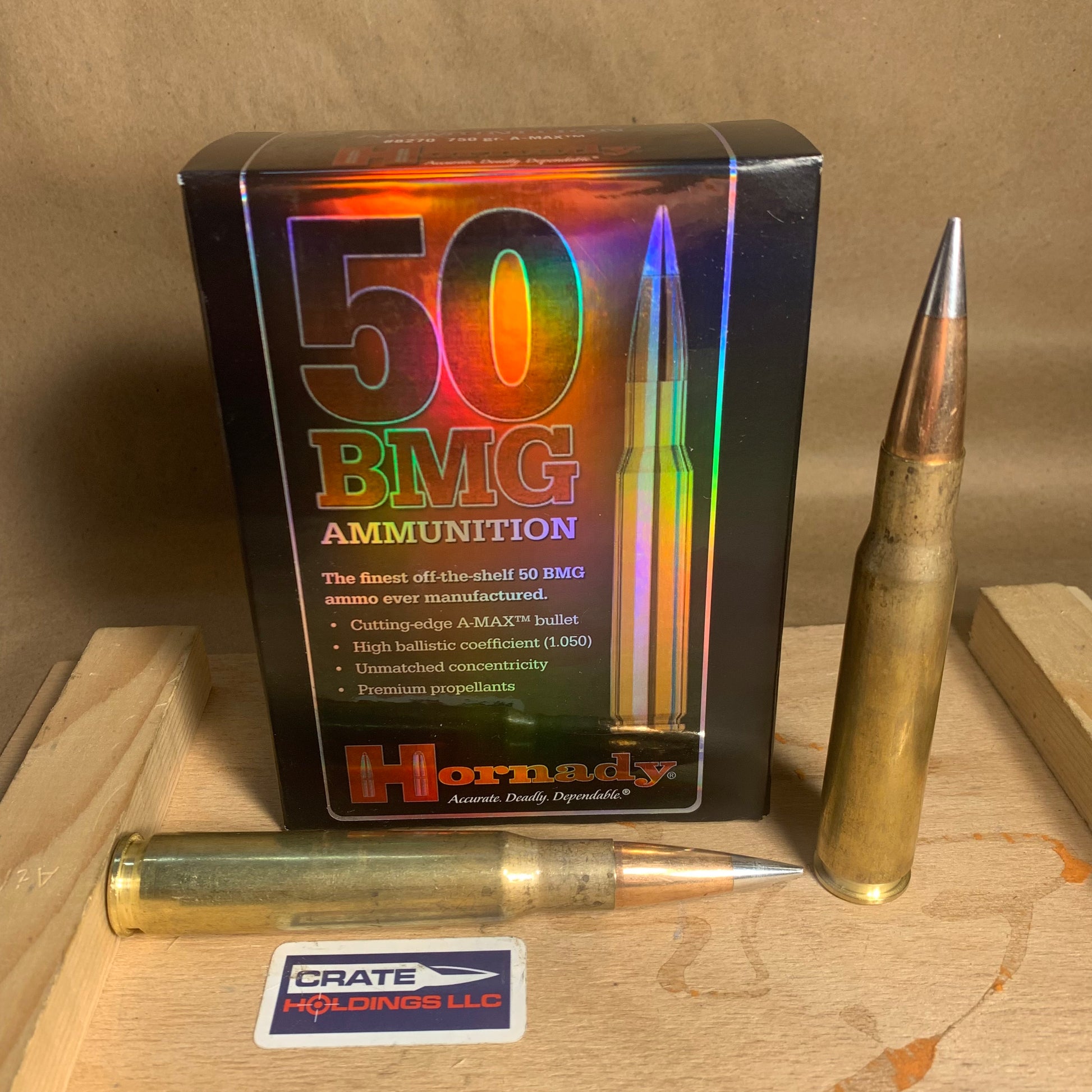 10 Round Box Hornady Match 50 BMG Ammo 750gr A-MAX - 8270