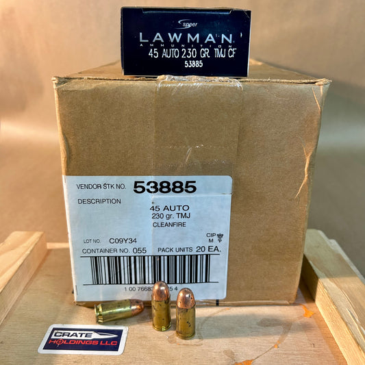 Free Shipping - 1000 Round Case Speer Lawman Cleanfire .45 ACP / Auto Ammo 230gr TMJ (LE Trade) New - 53885