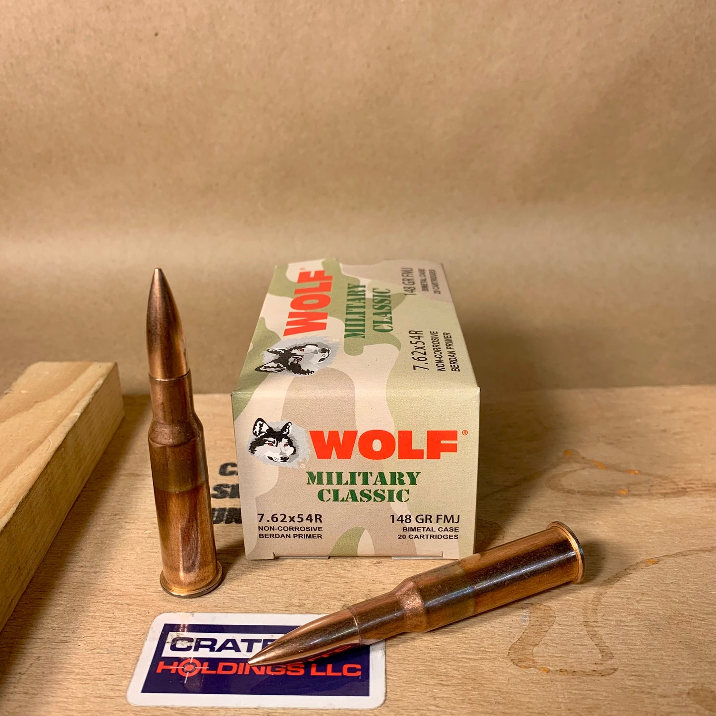 20 Round Box Wolf Military Classic 7.62x54R Ammo 148gr FMJ - Bimetal Case - 7.62x54R Ammo