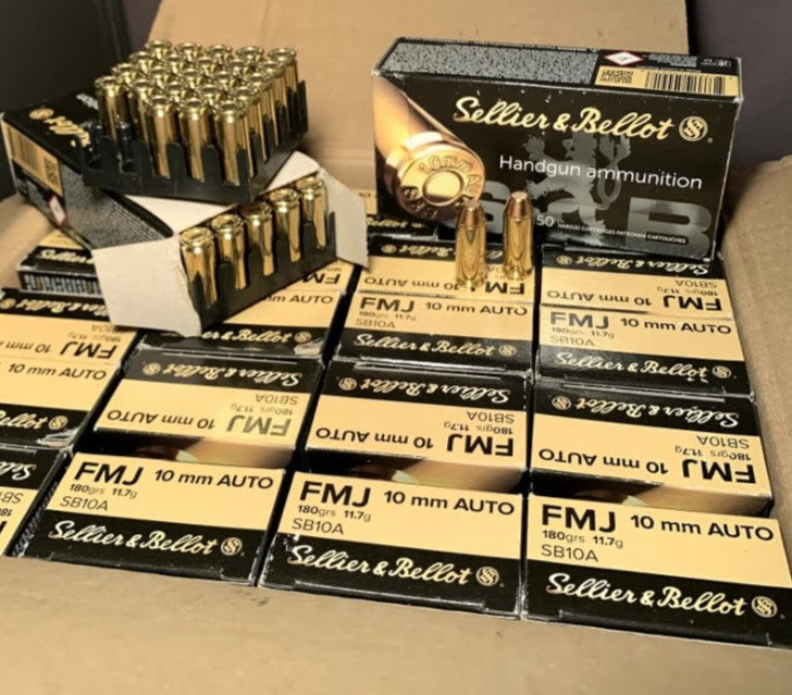 1000 Rounds of Sellier & Bellot 10mm Auto Ammo 180gr FMJ