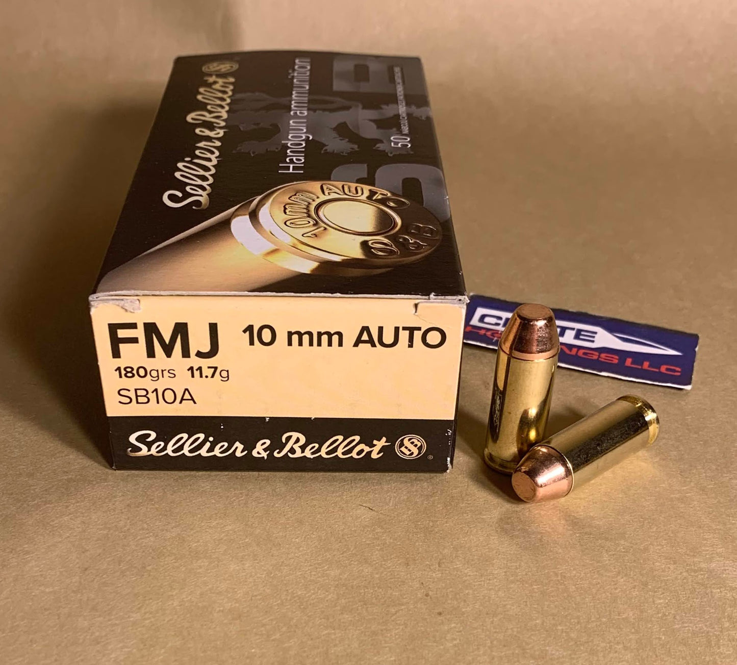 50 Round Box of Sellier & Bellot 10mm Auto Ammo 180gr FMJ-FP