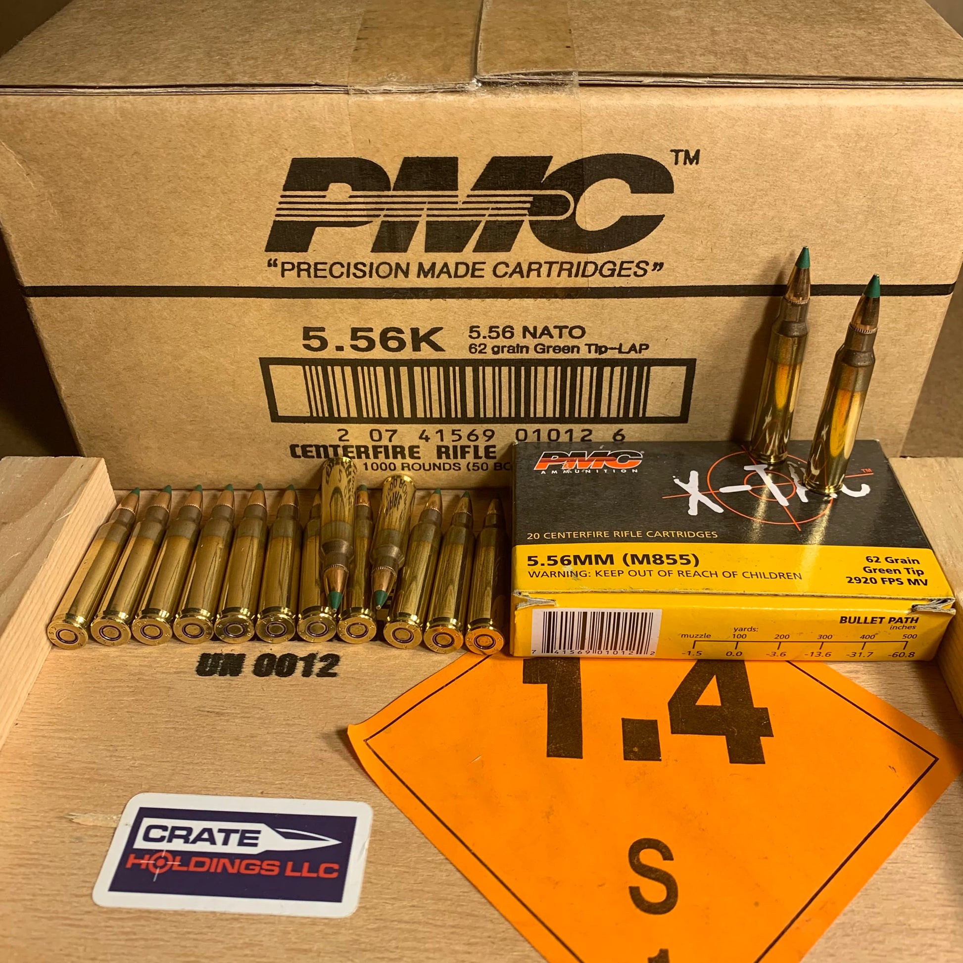 1000 Rounds M855 PMC X-TAC 62gr Green Tip LAP 5.56 NATO Ammo- 5.56K