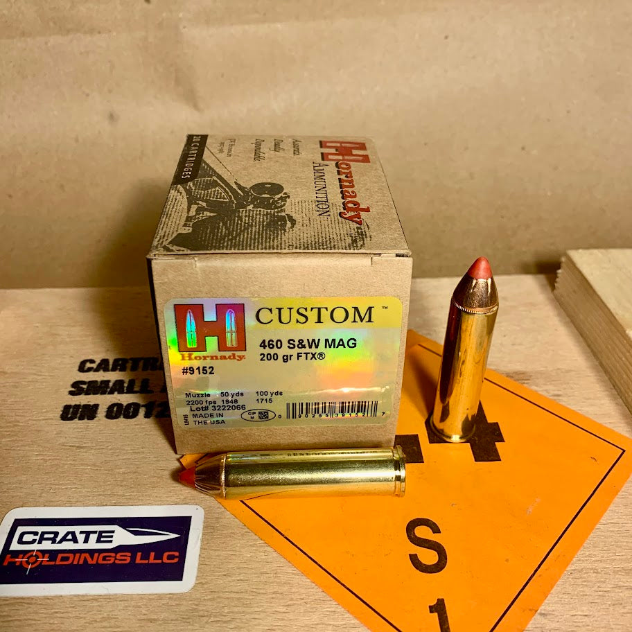 20 Round Box Hornady Custom .460 S&W Magnum Ammo 200gr FTX - 9152