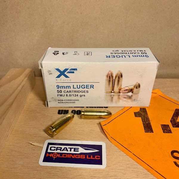 50 Count Box Sumbro X-Force 9mm Luger Ammo 124gr FMJ