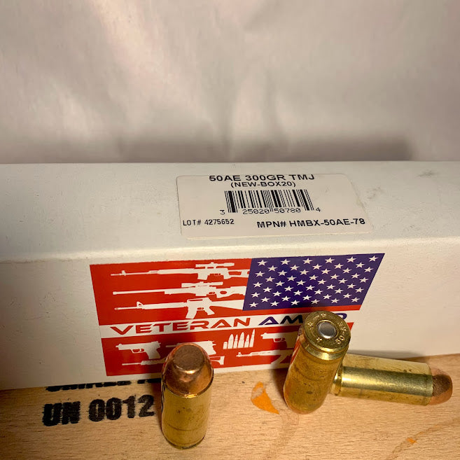20 Round Box Veteran Ammo .50 AE Action Express 300gr FMJ - NEW