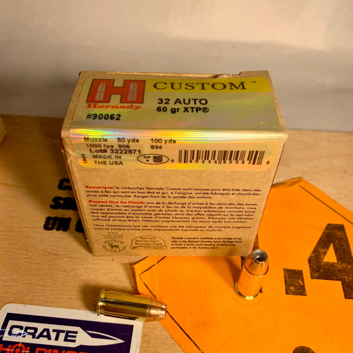 25 Count Box of Hornady Custom .32 ACP / Auto Ammo 60gr XTP JHP - 90062