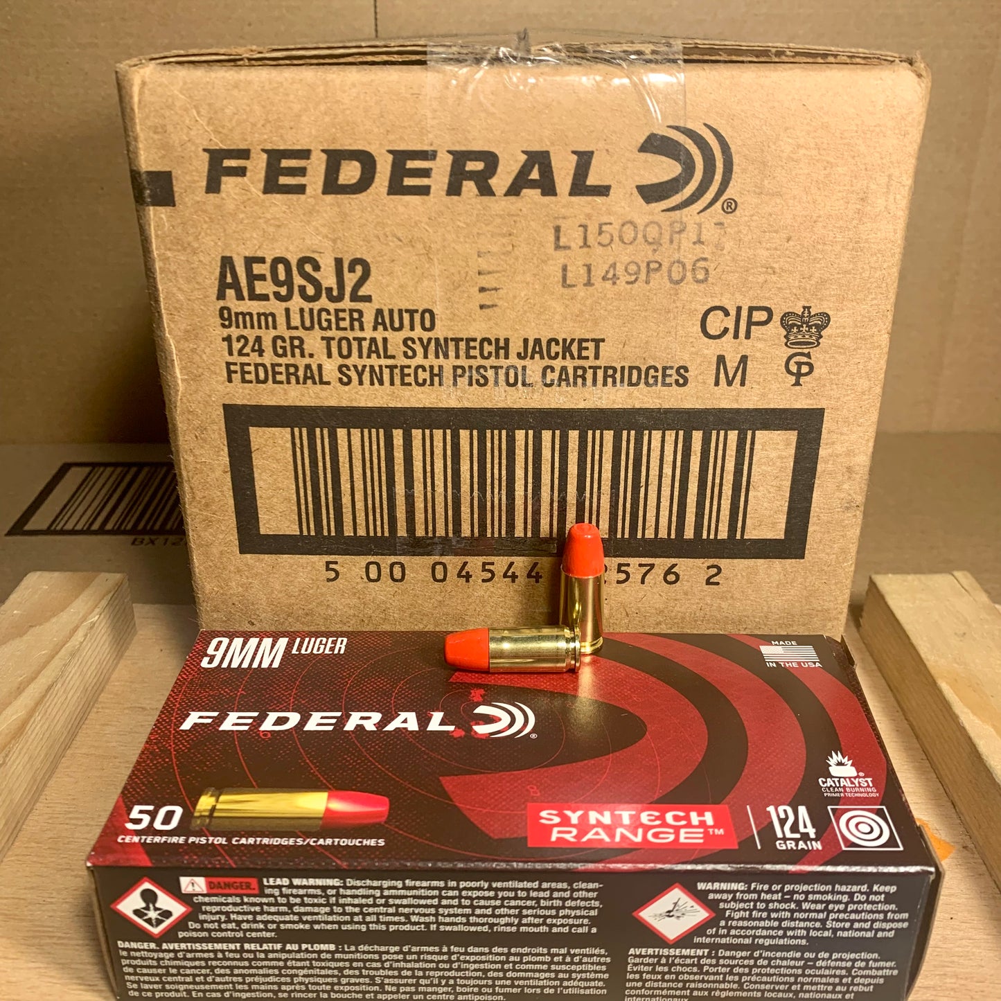 500 Round Case of Federal Syntech 9mm Luger Ammo 124gr Total Synthetic Jacket - AE9SJ2