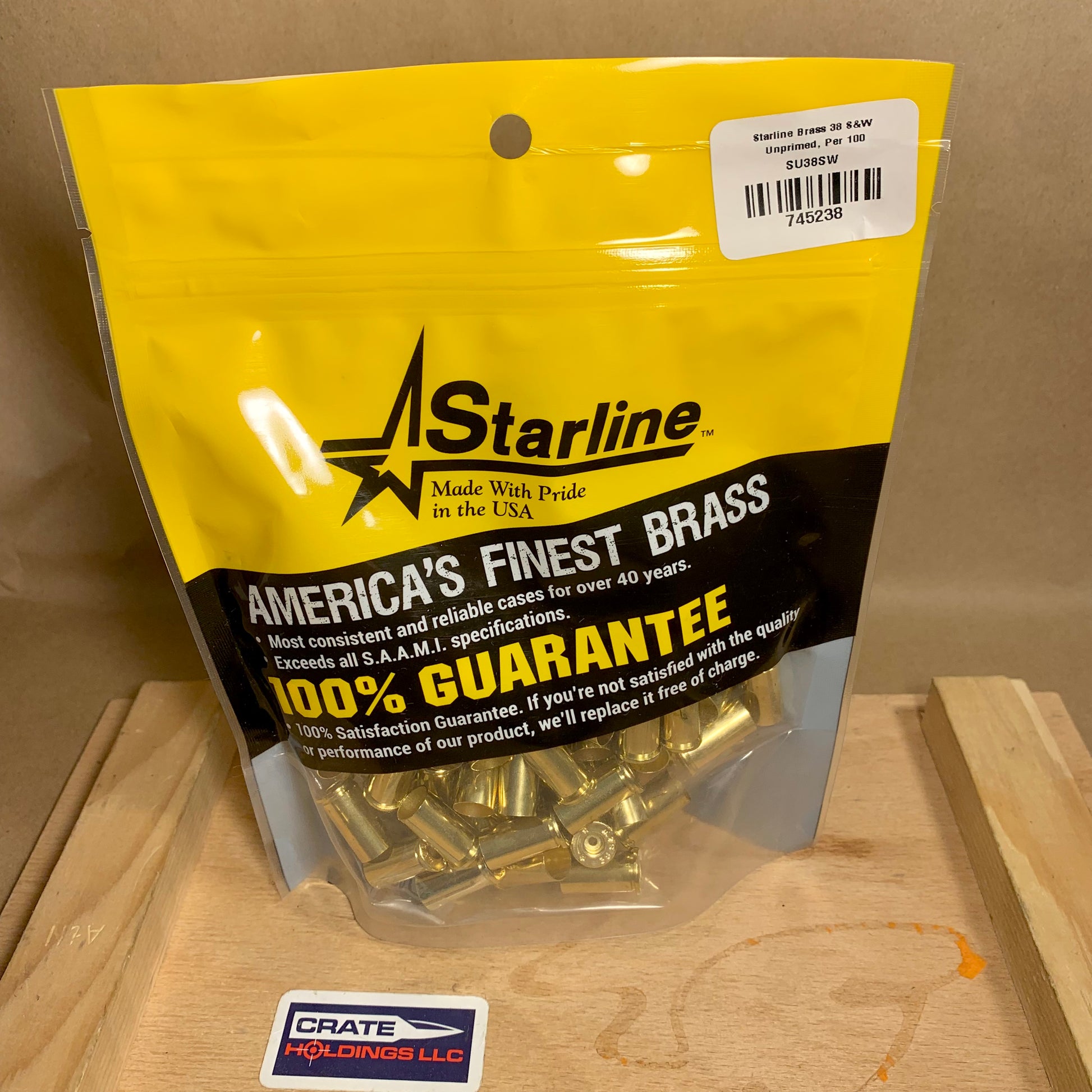 100 Count Bag Starline .38 S&W Brass Casings - NEW / UNPRIMED