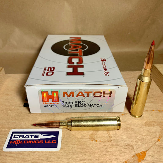 20 Round Box Hornady Match 7mm PRC Ammo 180gr ELD Match - 80711