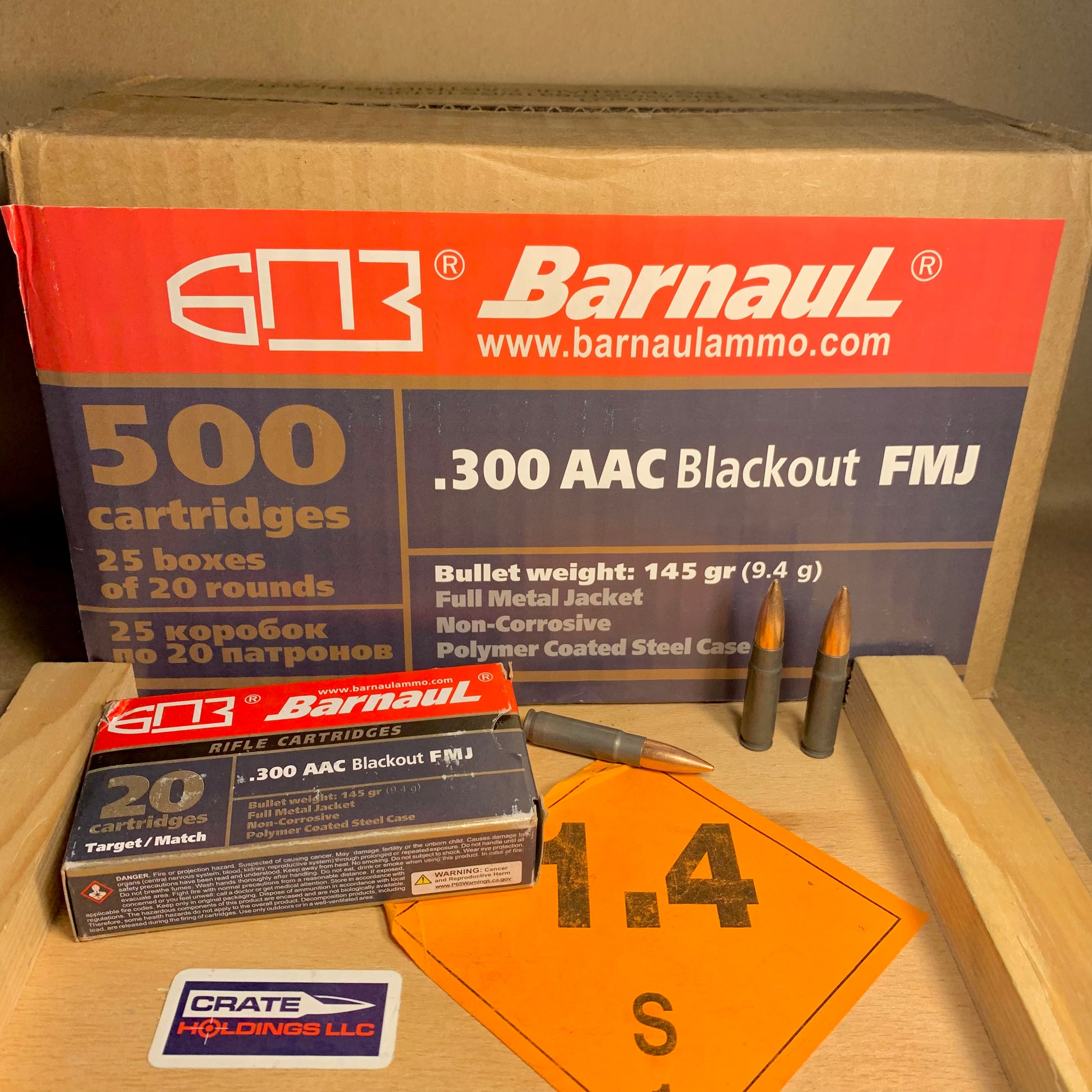 500 Round Case Barnaul .300 AAC Blackout Ammo 145gr FMJ