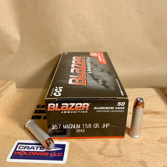 50 Round Box CCI Blazer .357 Magnum Ammo 158gr JHP - Aluminum Case - 3542