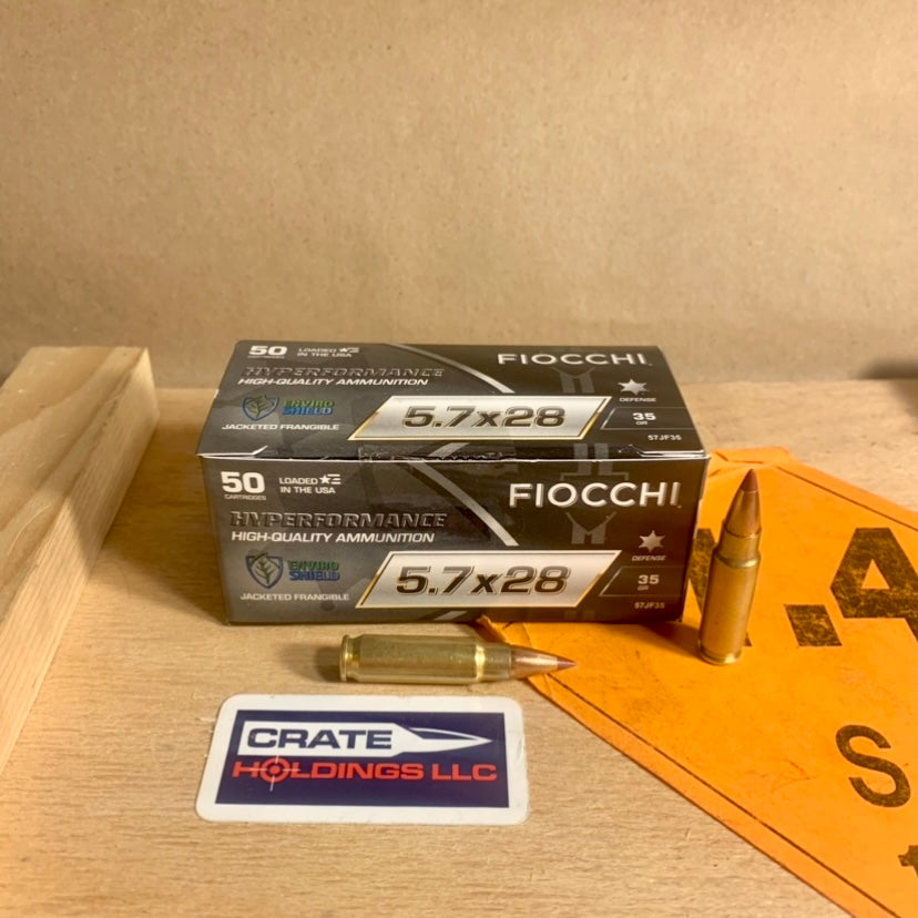 50 Count Box Fiocchi Hyperformance 5.7x28 Ammo 35gr Jacketed Frangible - 57JF35