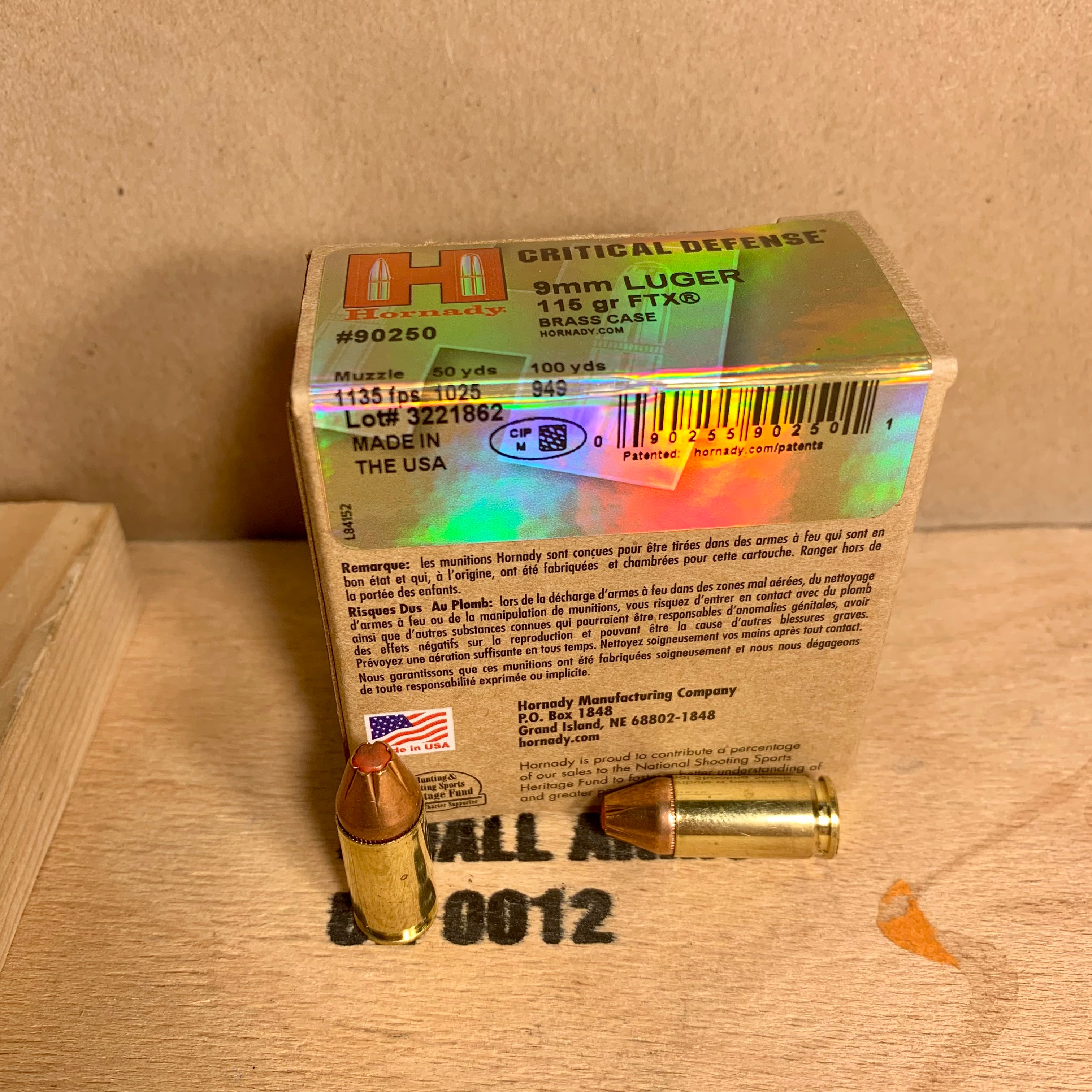 25 Count Box Hornady Critical Defense 9mm Luger Ammo 115gr FTX - 90250 ...