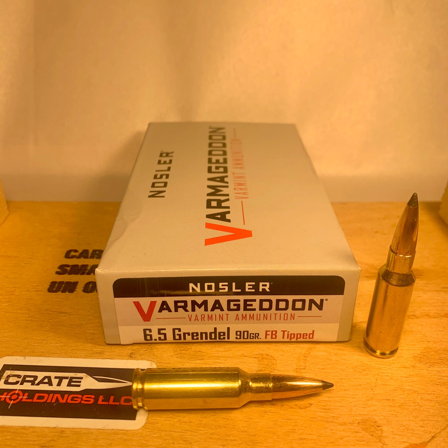 20 Round Box Nosler Varmageddon 6.5 Grendel Ammo 90gr Flat-Base Tipped - 65182