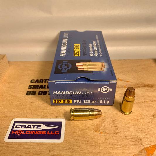 Free Shipping 1000 Round Case Prvi Partizan (PPU) .357 Sig Ammo 125gr FPJ - PPH357S