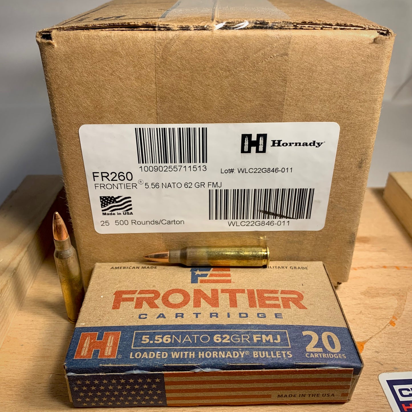 Free Shipping 500 Round Case of Hornady 5.56 NATO Ammo 62gr FMJ - FR260