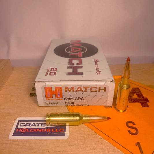 20 Round Box Hornady 6mm ARC Ammo 108gr ELD Match - 81608
