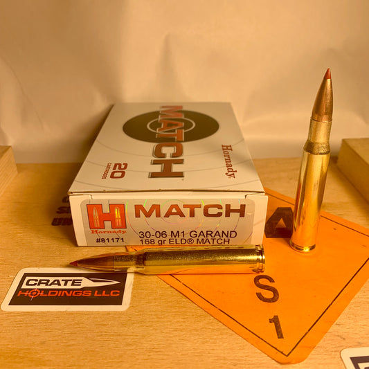20 Count Box Hornady Vintage Match .30-06 Ammo For M1 Garand 168gr ELD Match - 81171