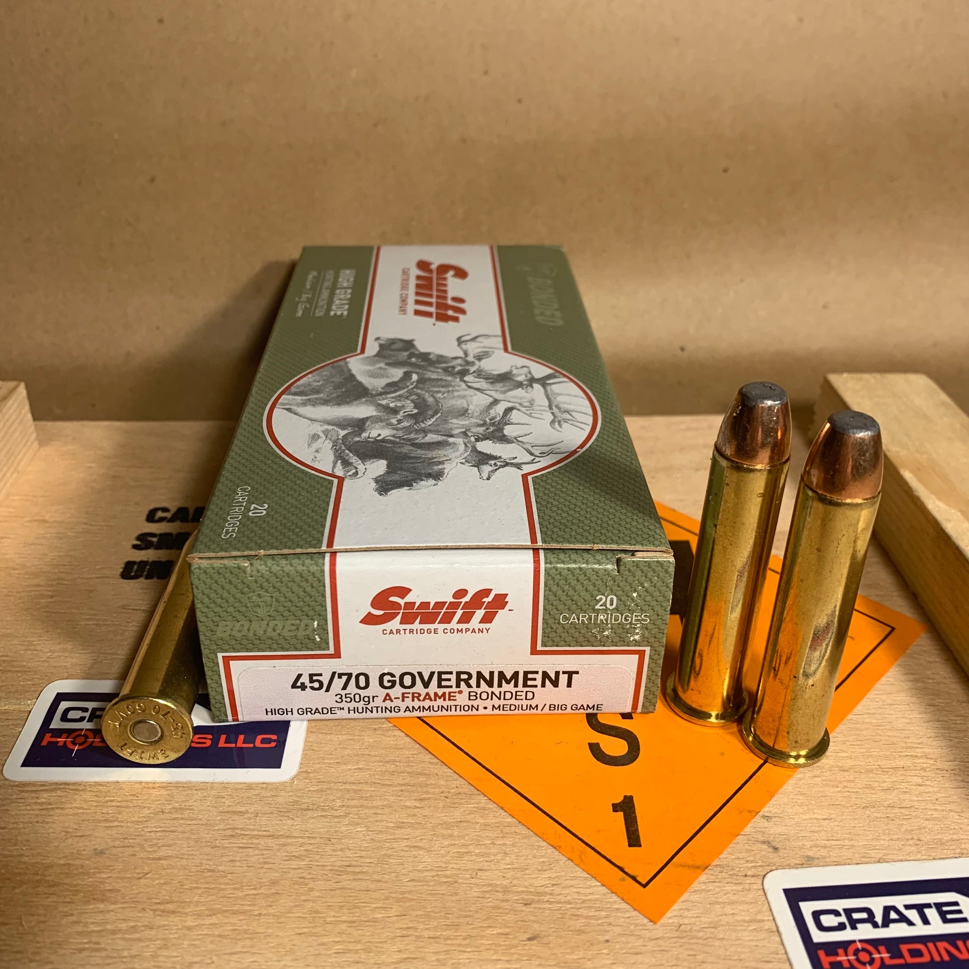 20 Round Box Swift Cartridge A-Frame .45-70 Government Ammo 350gr Bonded