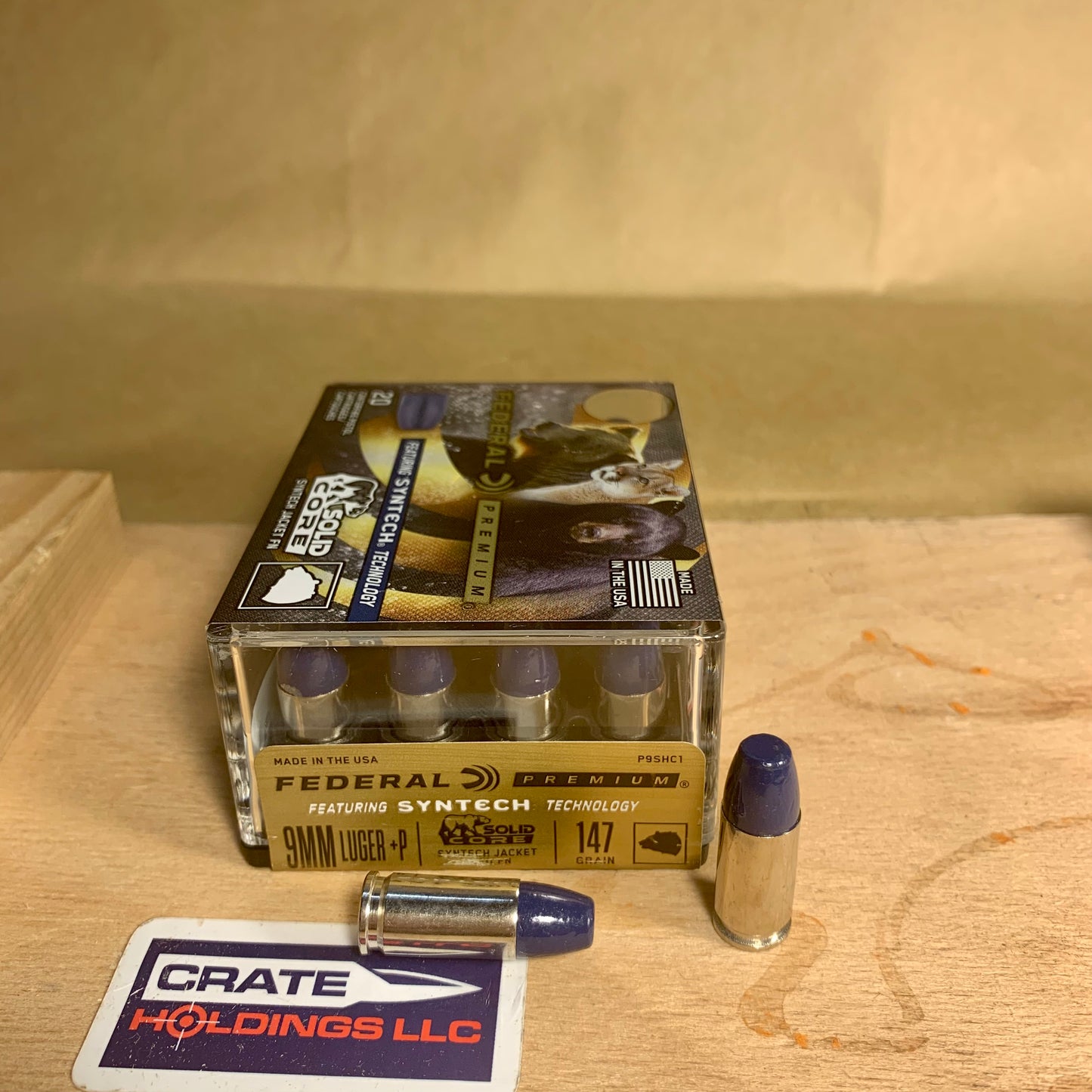 20 Round Box Federal Syntech Solid Core 9mm Luger +P Ammo 147gr - P9SHC1