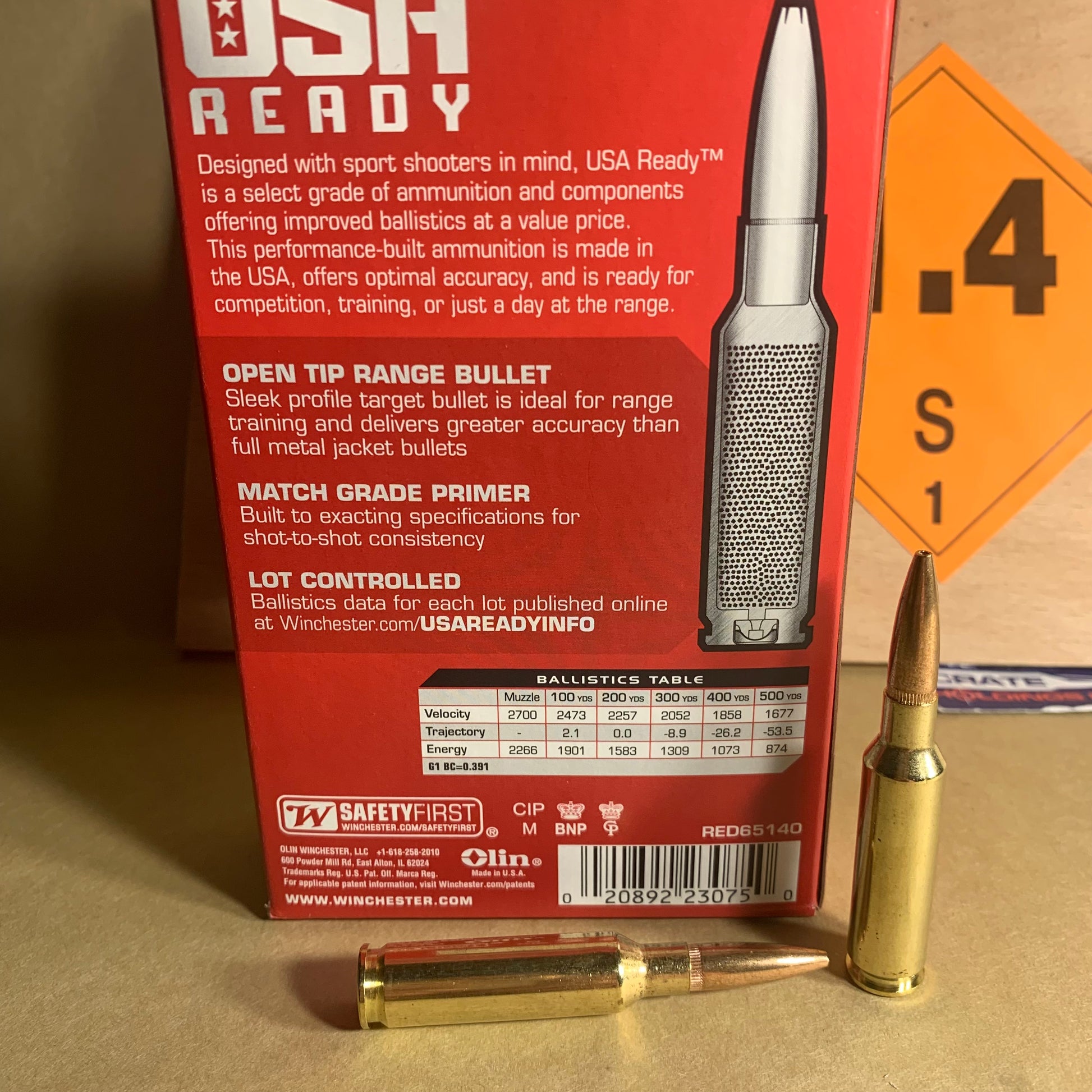 20 Rounds Winchester USA Ready 6.5 Creedmoor Ammo 140gr Open Tip Red - RED65140