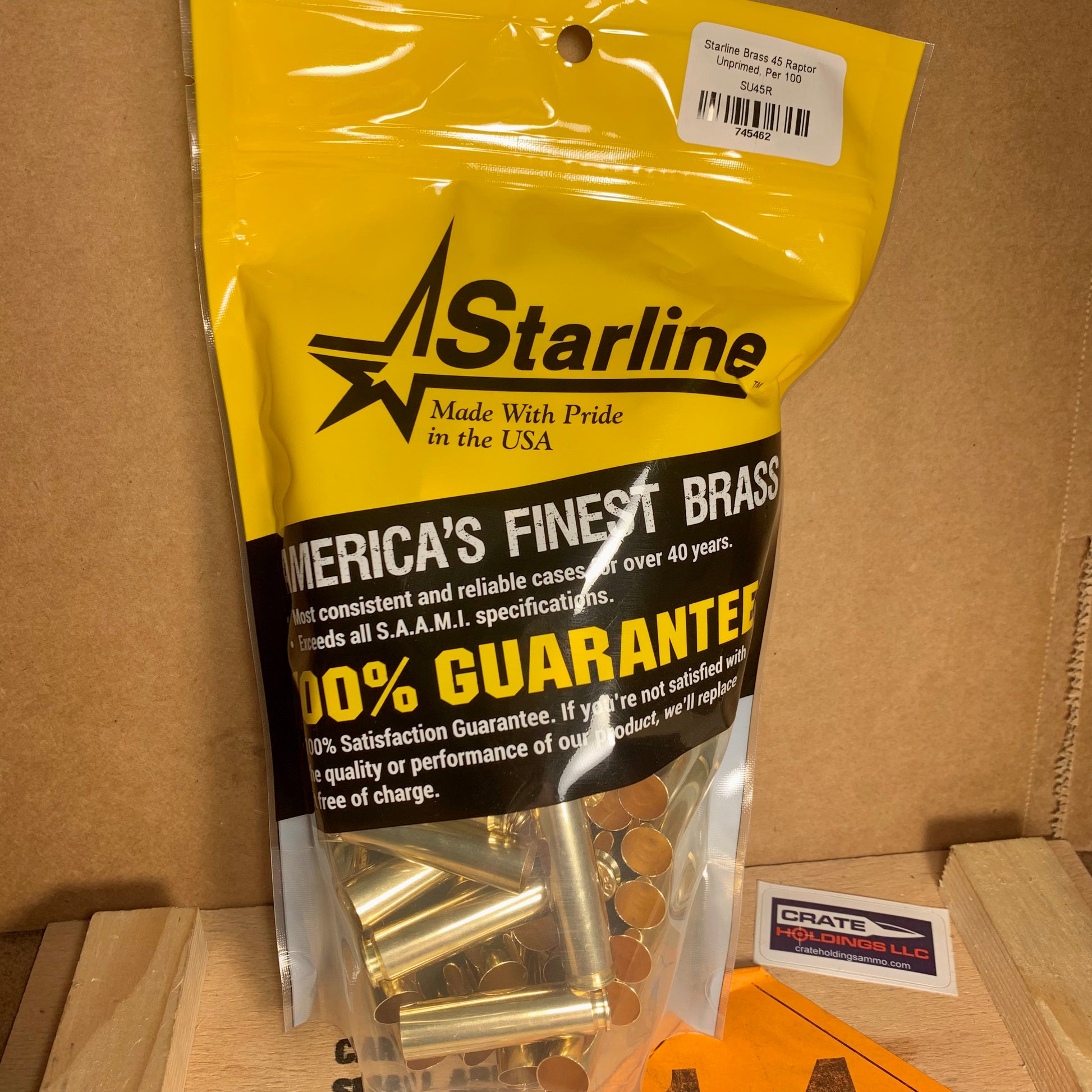 100 Count Bag New Starline .45 Raptor Brass Casings Unprimed - SU45R –  Crate Holdings Ammo