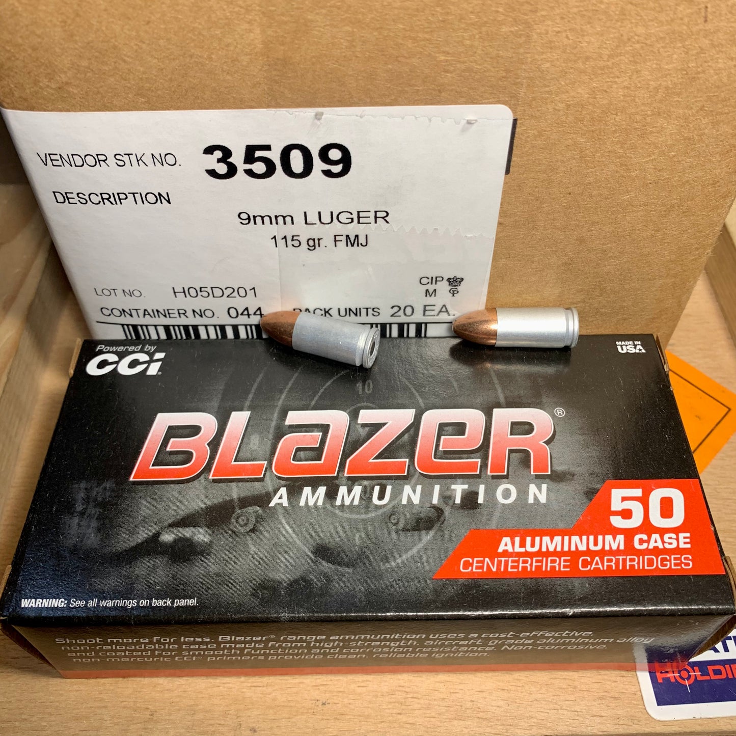 Free Shipping - 1000 Count Case CCI Blazer Aluminum 9mm Luger Ammo 115gr FMJ - 3509