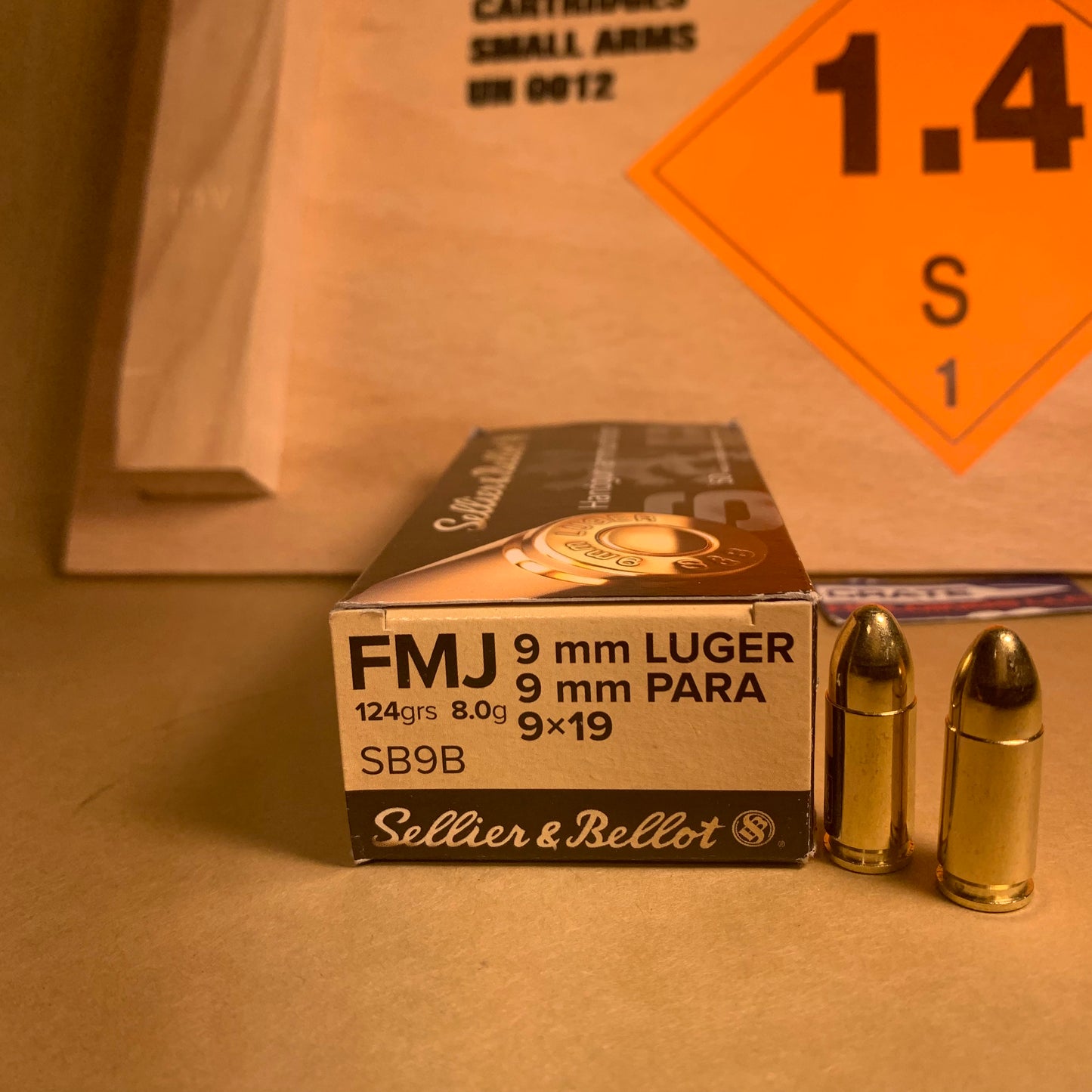 50 Round Box Sellier & Bellot 9mm Luger Ammo 124gr FMJ - SB9B