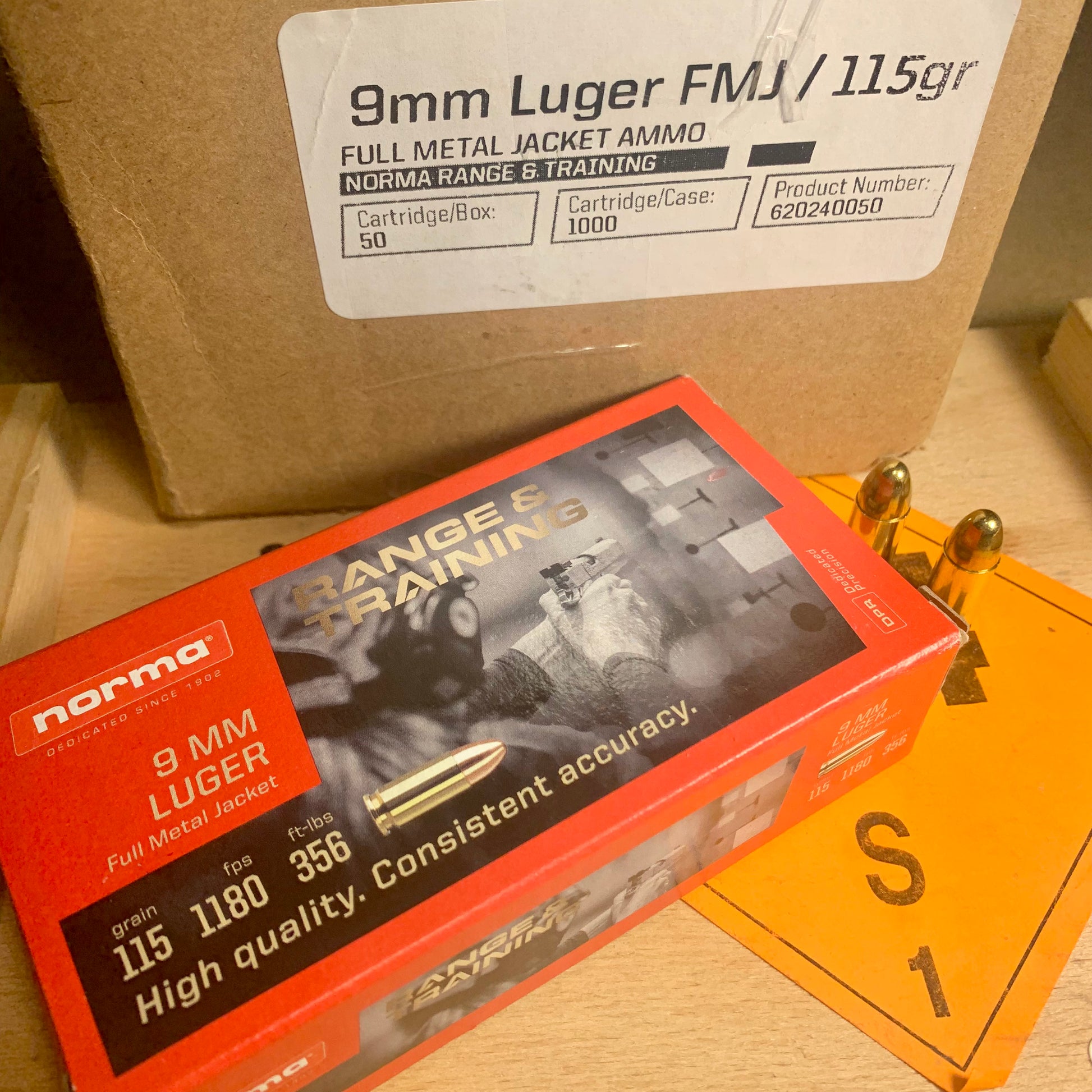 1000 Round Case Norma Range & Training 9MM Luger Ammo 115gr FMJ - 620240050