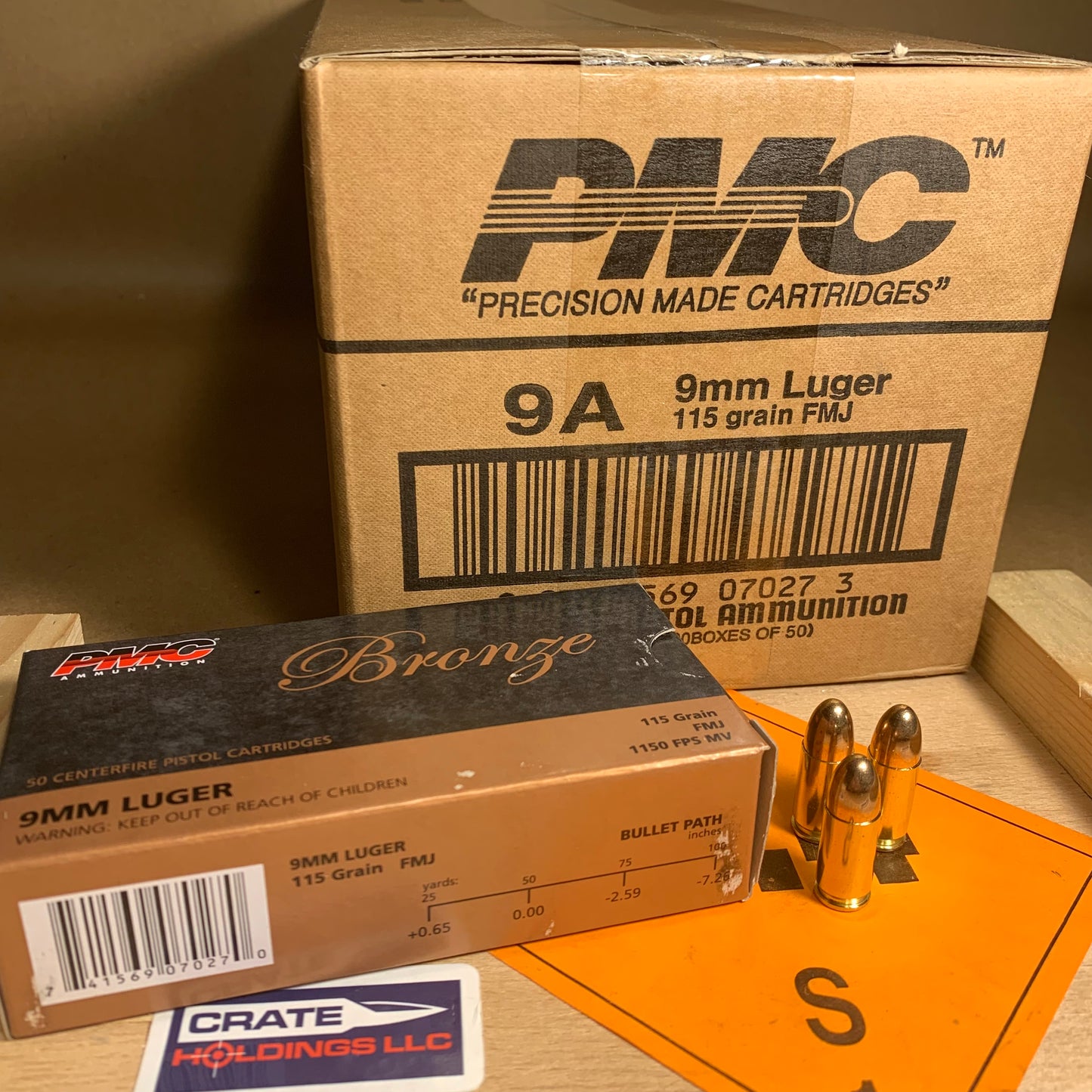 1000 Round Case of PMC Bronze 9mm Luger Ammo 115gr FMJ - 9A
