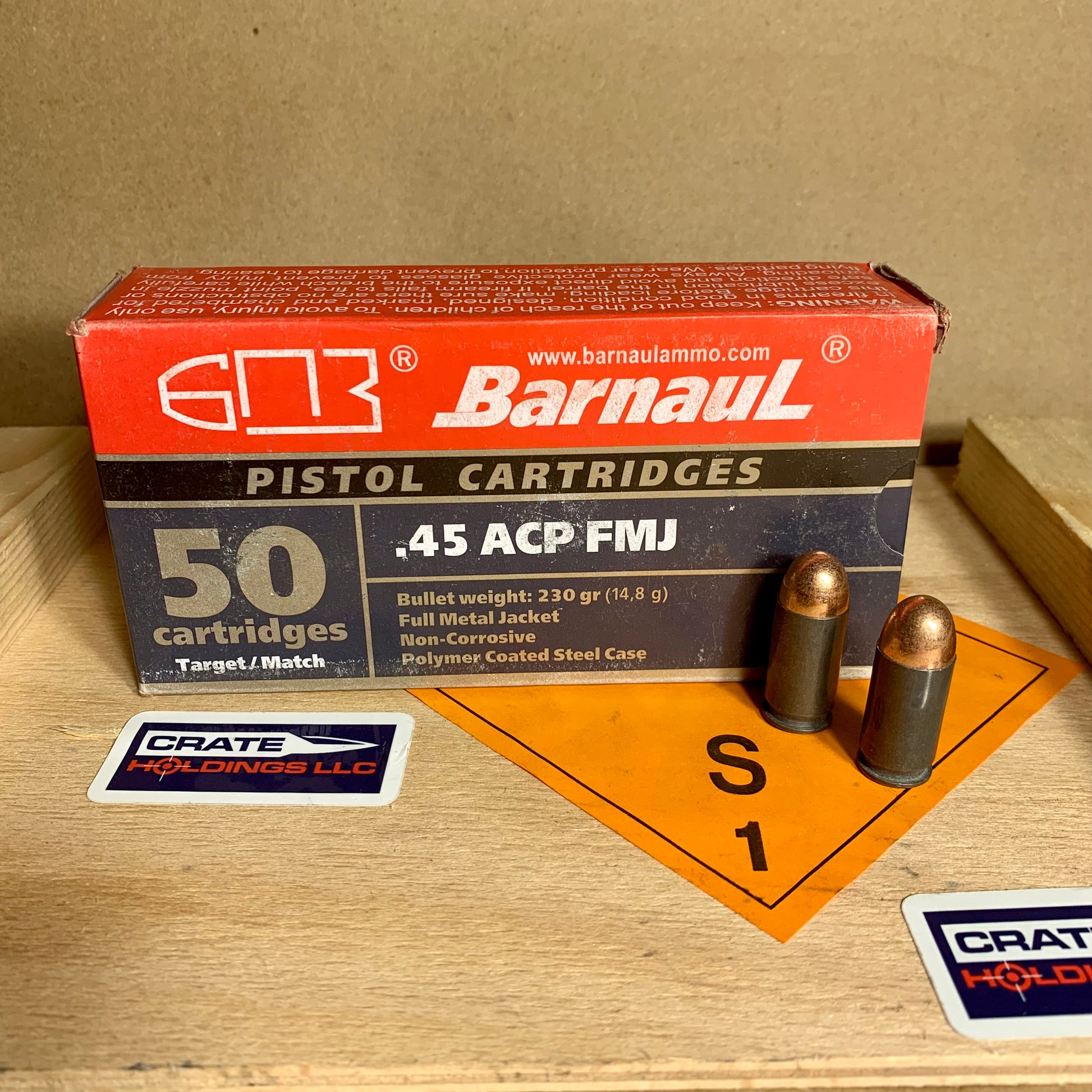 50 Round Box Barnaul .45 ACP Ammo Steel Case 230gr FMJ