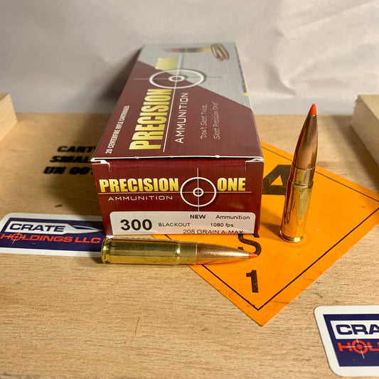 200 Round Case Precision One NEW .300 AAC Blackout Ammo 208gr Hornady A-MAX Subsonic