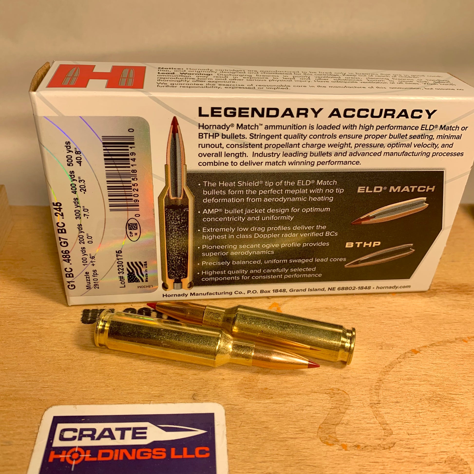 20 Round Box Hornady 6.5 Creedmoor Ammo 120gr ELD Match Bullet - 81491
