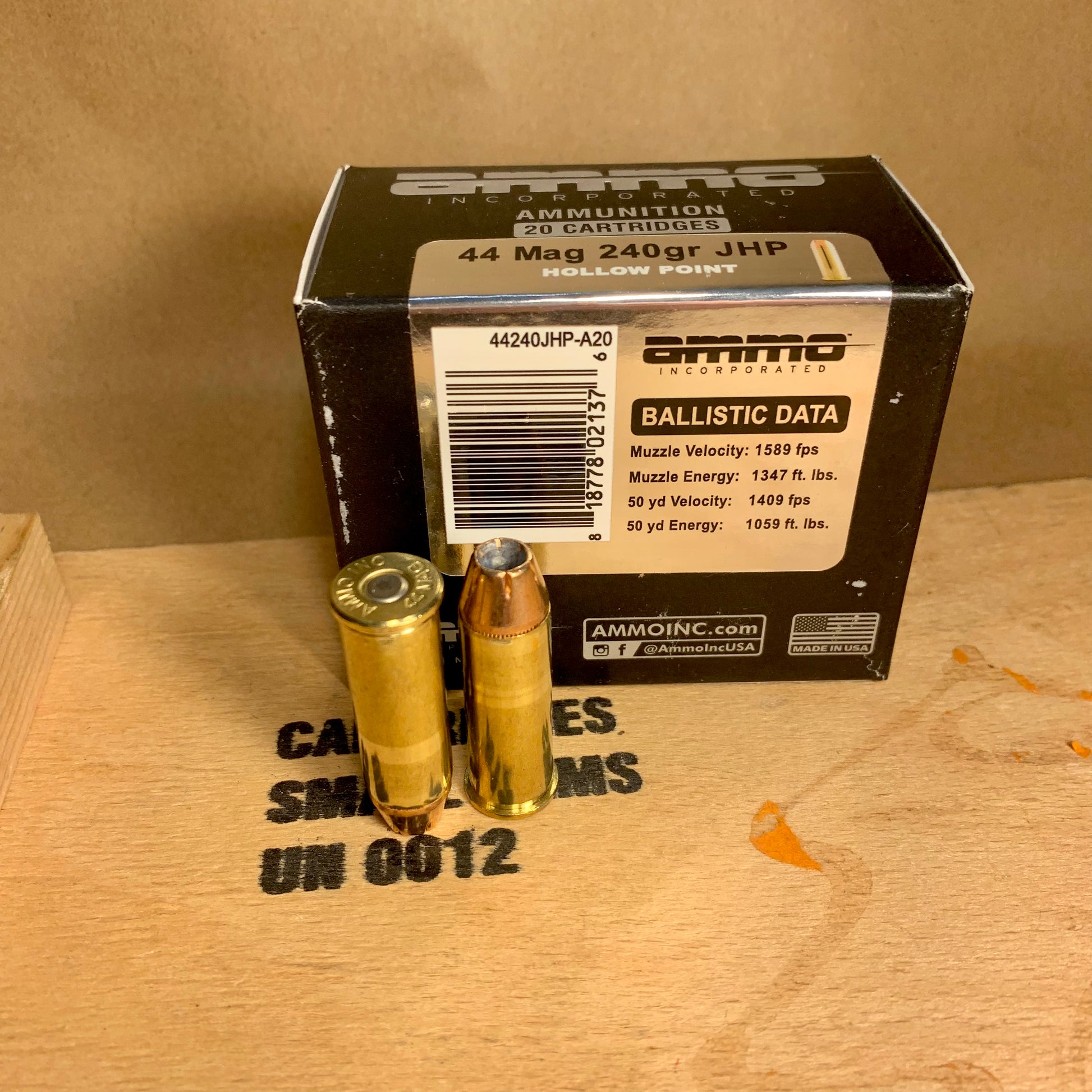 20 Round Box Ammo Inc .44 Magnum Ammo 240gr XTP JHP - 44240JHPA20