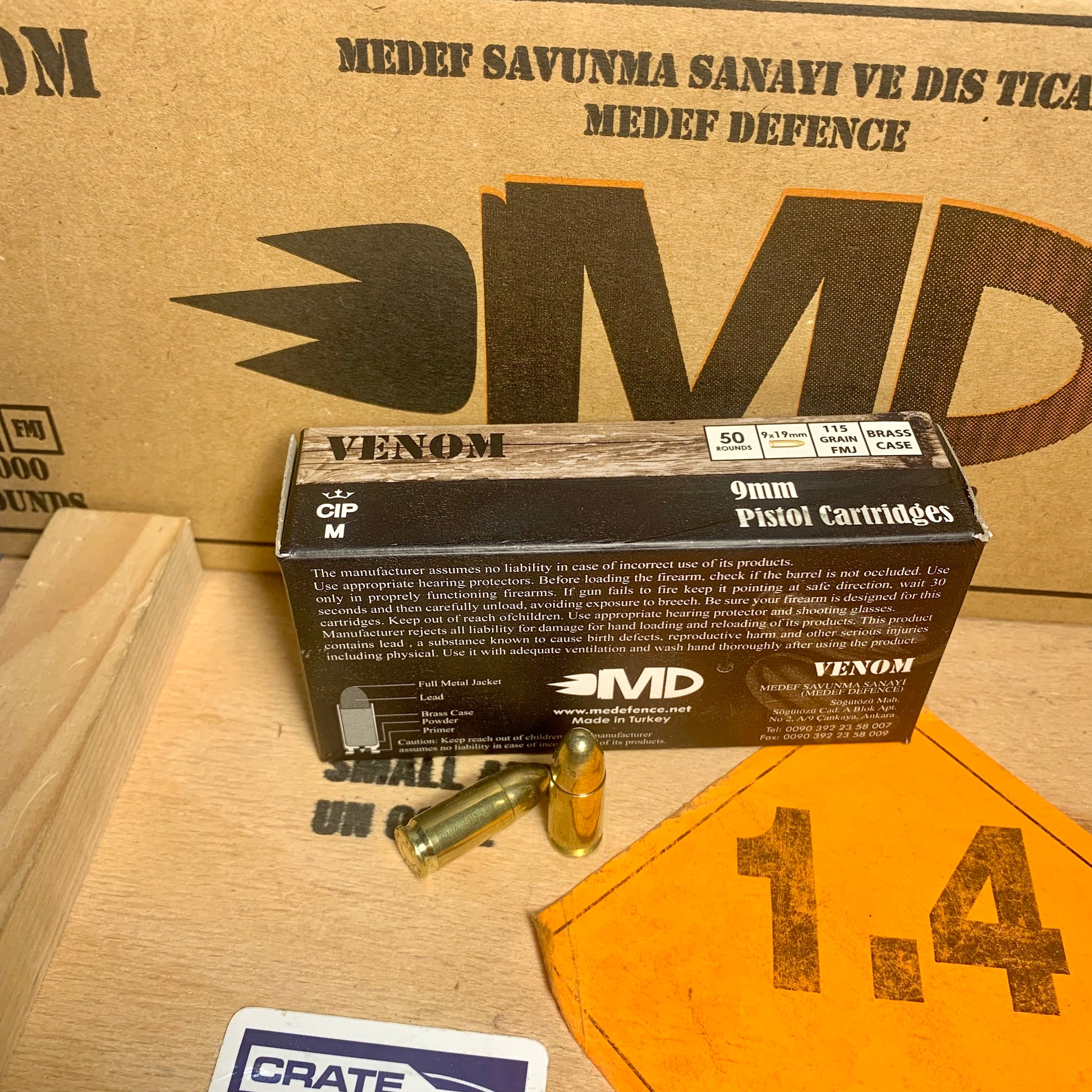 1000 Count Case Venom 9mm Luger Ammo 115gr FMJ Brass Case - VENOM115